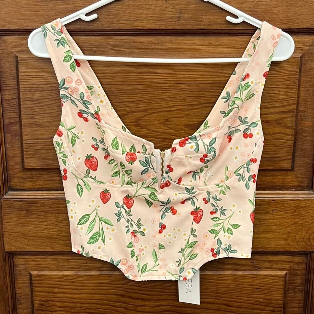 RESA Gigi Bustier Top Cherry Print NWT's Women's sz XS $132